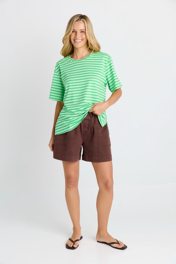 Betty Basics Relax Boxy Tee (Green Stripe)