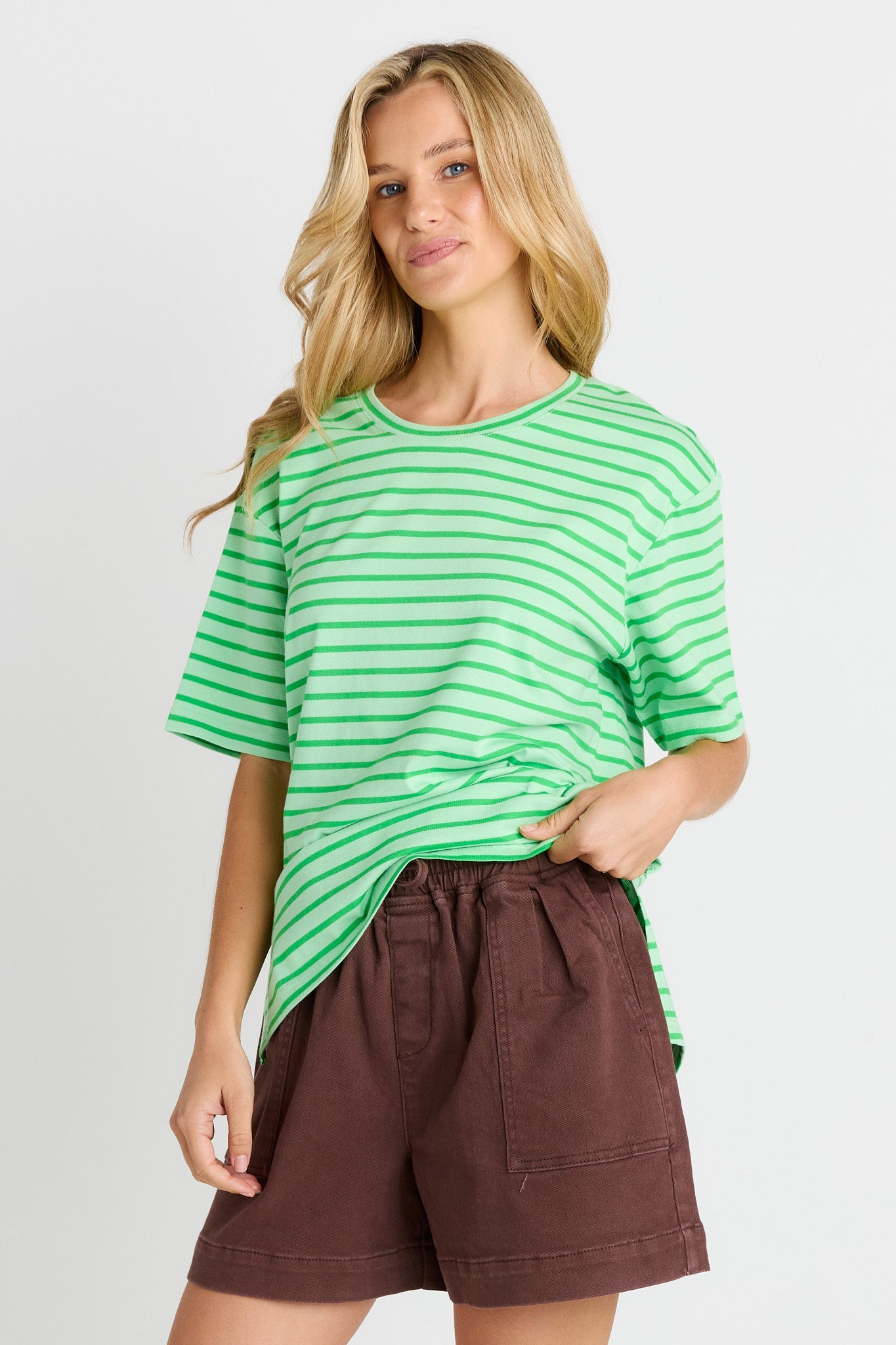 Betty Basics Relax Boxy Tee (Green Stripe)