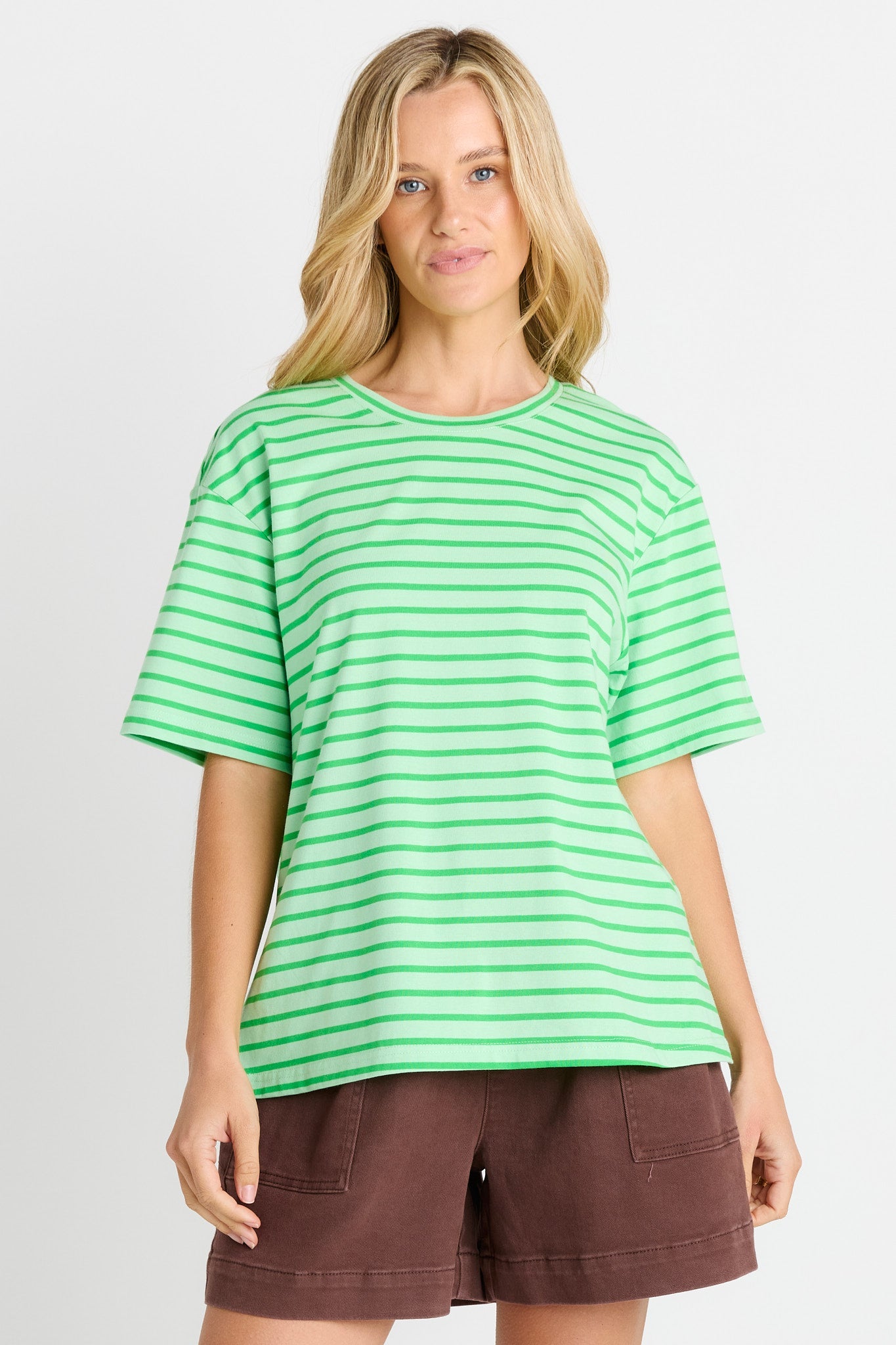 Betty Basics Relax Boxy Tee (Green Stripe)