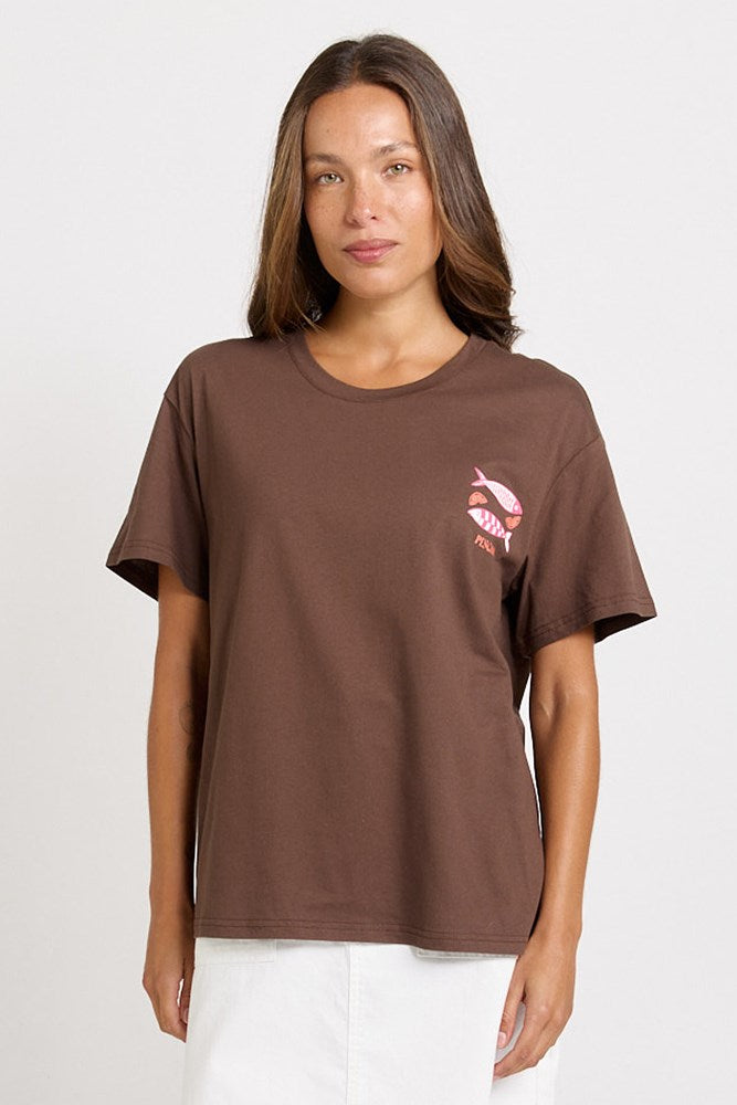 Image of T-Shirts. Product name - Relax Boxy Tee in Pescado Print colour by brand - Betty Basics