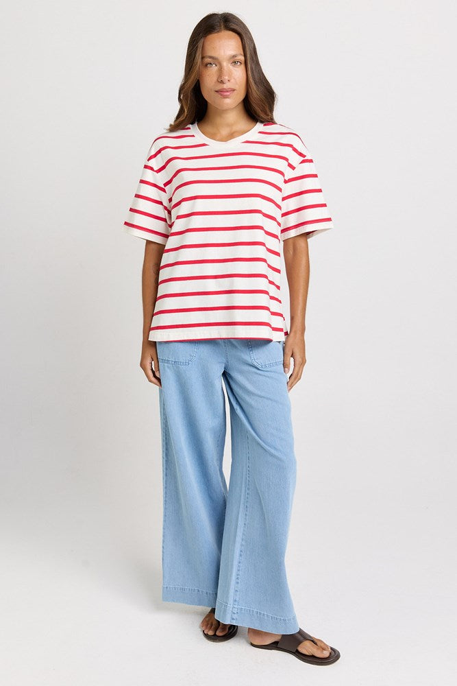 Betty Basics Relax Boxy Tee (Red/White Stripe)