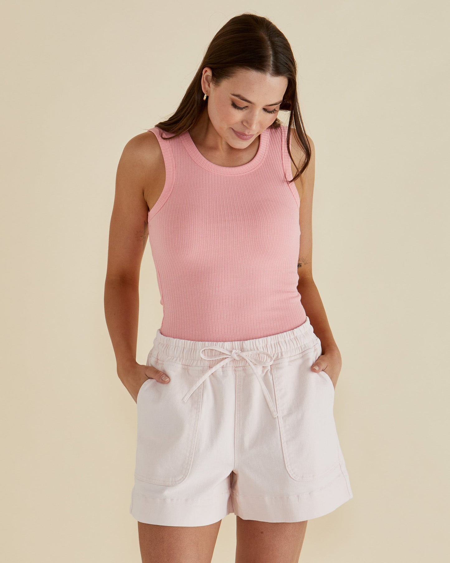 Betty Basics Francis Rib Tank (Peach)