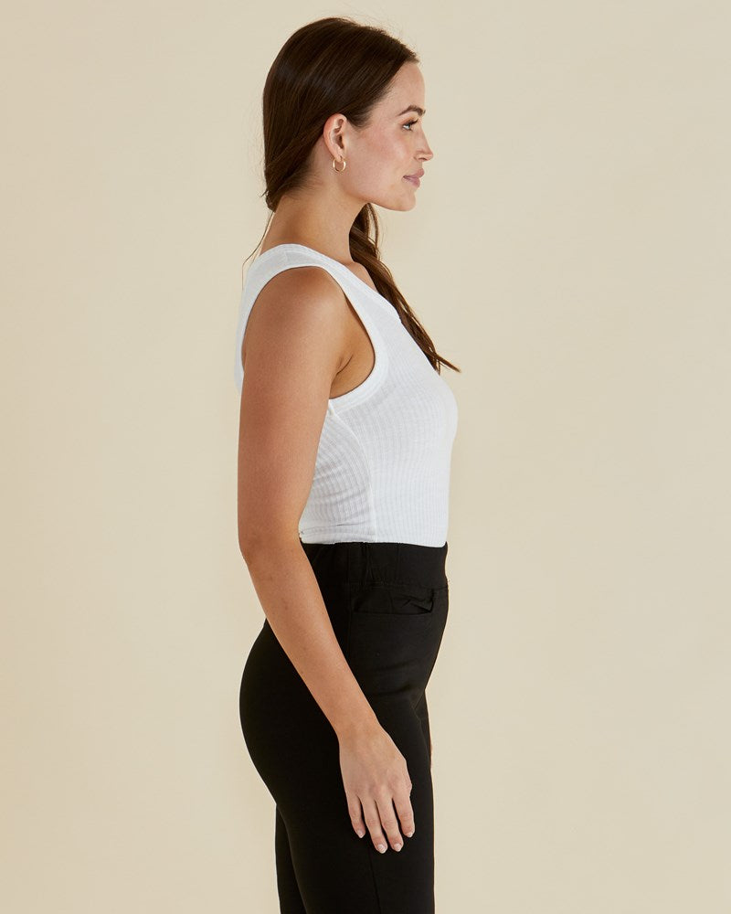 Betty Basics Francis Rib Tank (White)