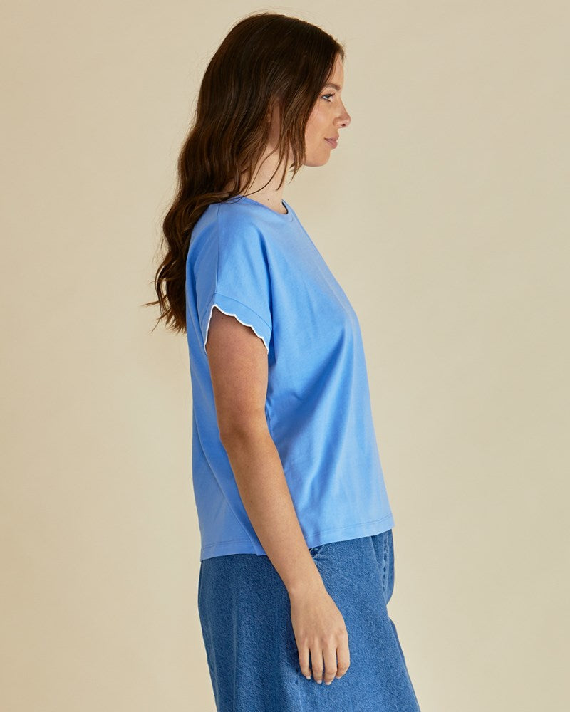 Betty Basics Sloane Scallop Tee (Cornflour Blue)