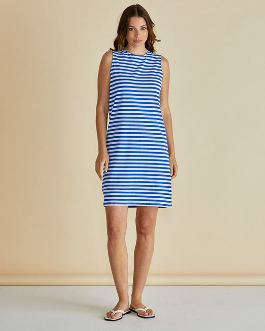 Image of Dresses. Productname: Betty Basics Tia Tank Dress Royal Blue Stripe in Royal Blue Stripe colour by brand - Betty Basics