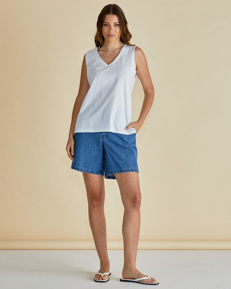 Betty Basics Trinity V-Neck Tank (White)