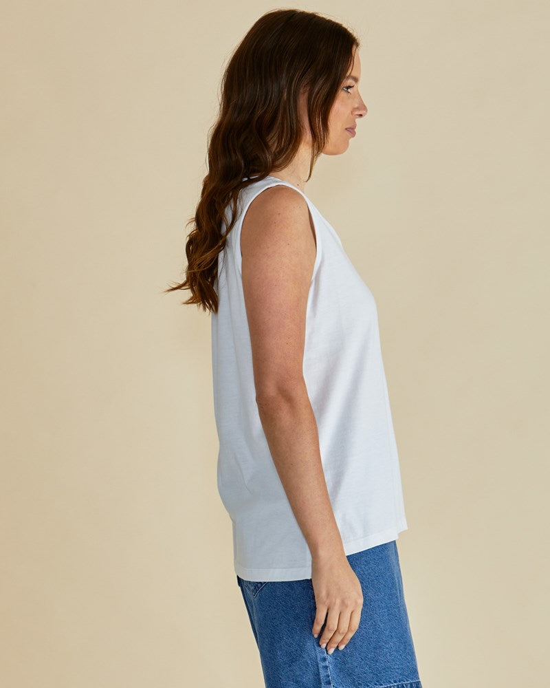 Betty Basics Trinity V-Neck Tank (White)
