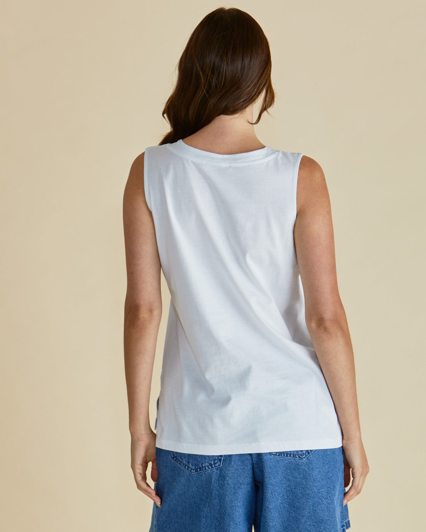 Betty Basics Trinity V-Neck Tank (White)