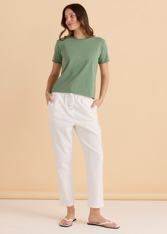 Betty Basics Cotton Slim Fit Tee (Green)