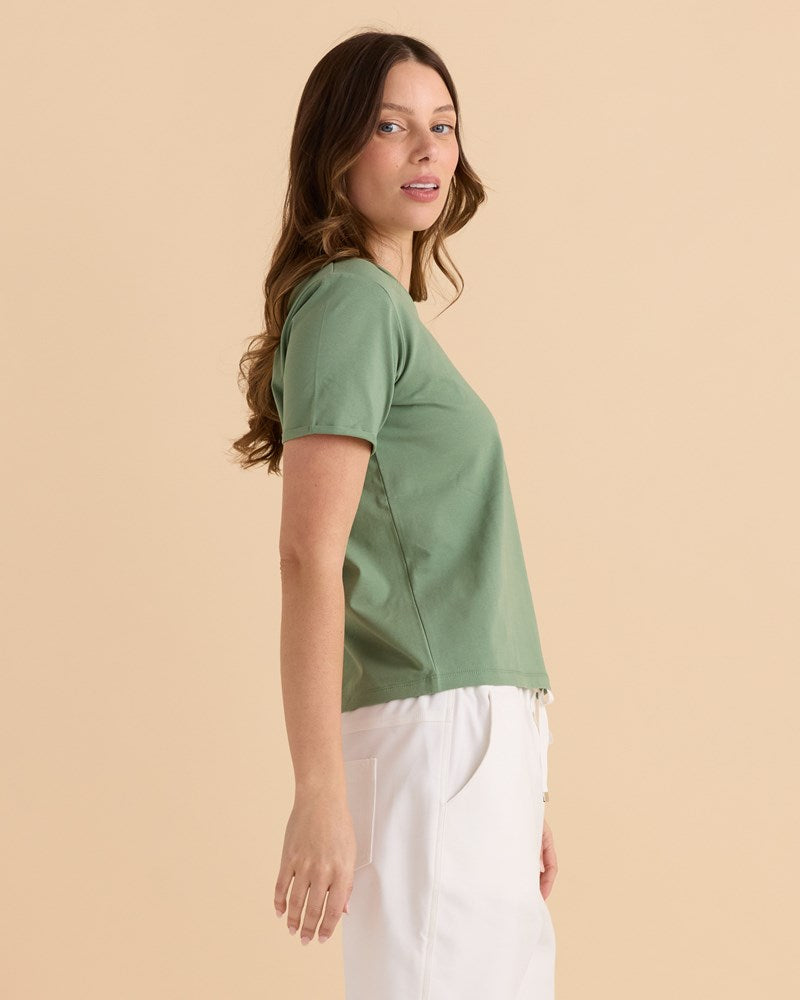 Betty Basics Cotton Slim Fit Tee (Green)