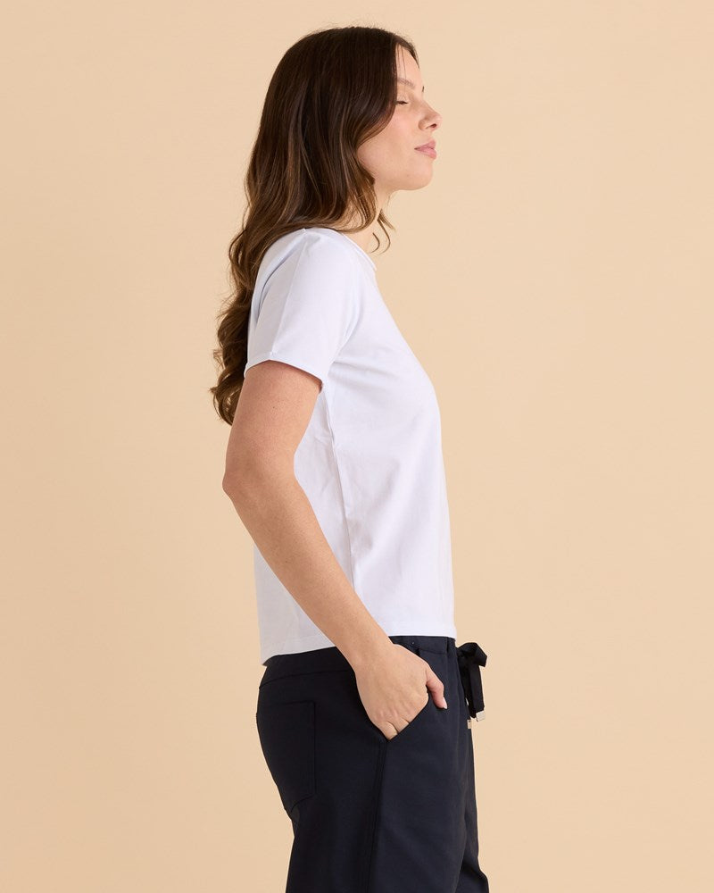 Betty Basics Cotton Slim Fit Tee (White)