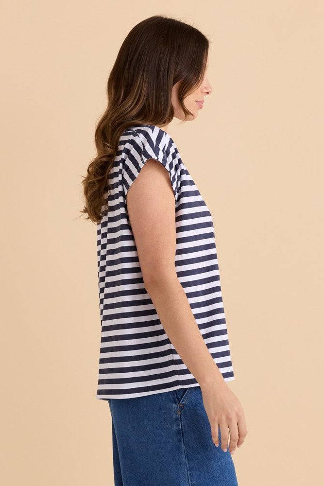 Betty Basics Beth Boatneck Tee (Navy Stripe)