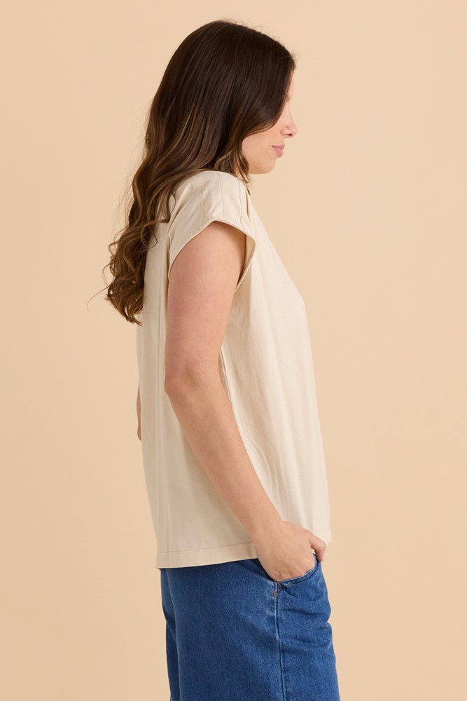 Betty Basics Beth Boatneck Tee (Pebble)