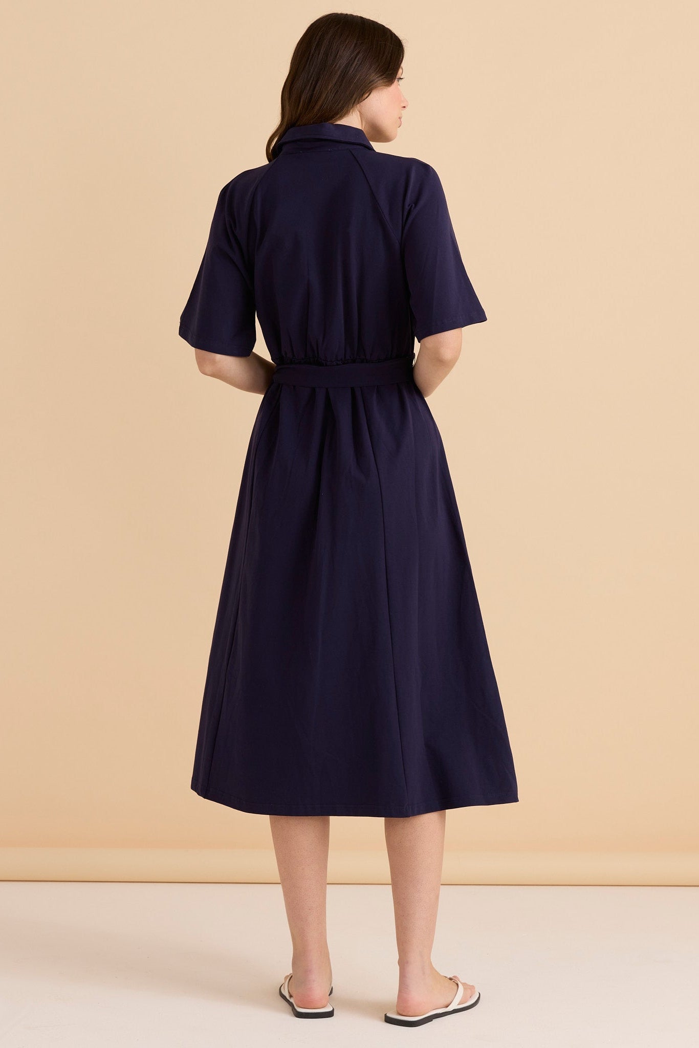 Betty Basics Rosalie Jersey Shirt Dress (Navy)