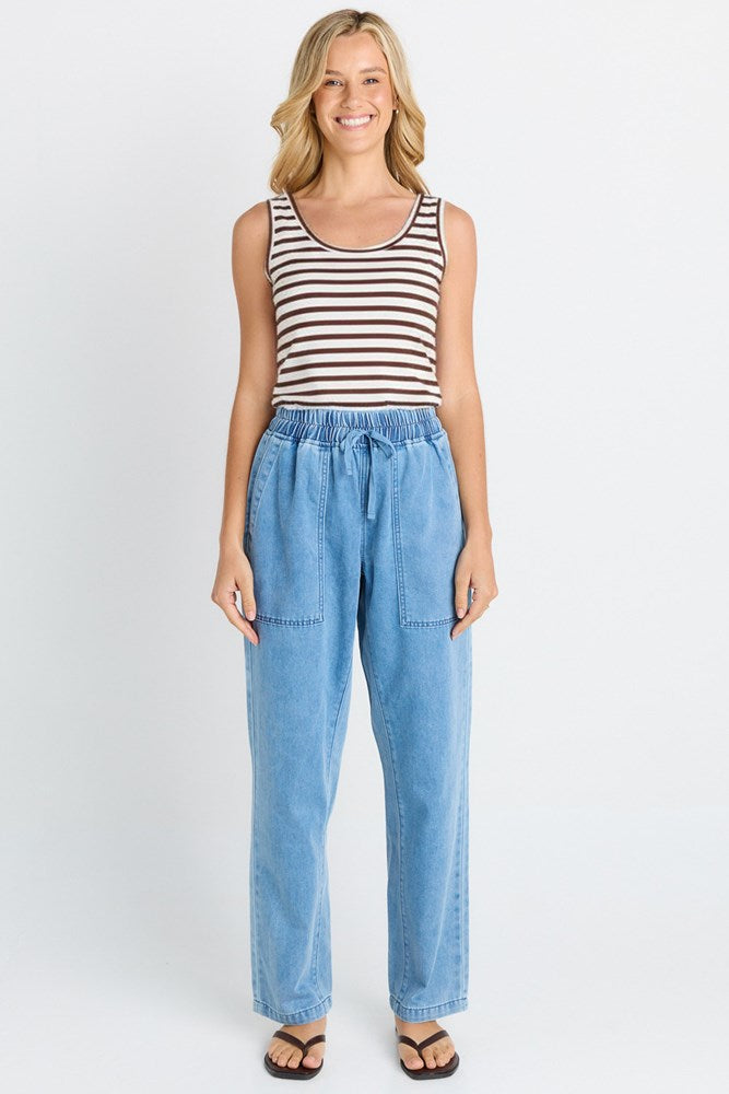 Betty Basics Emma Scoop Tank (Choc/White Stripe)
