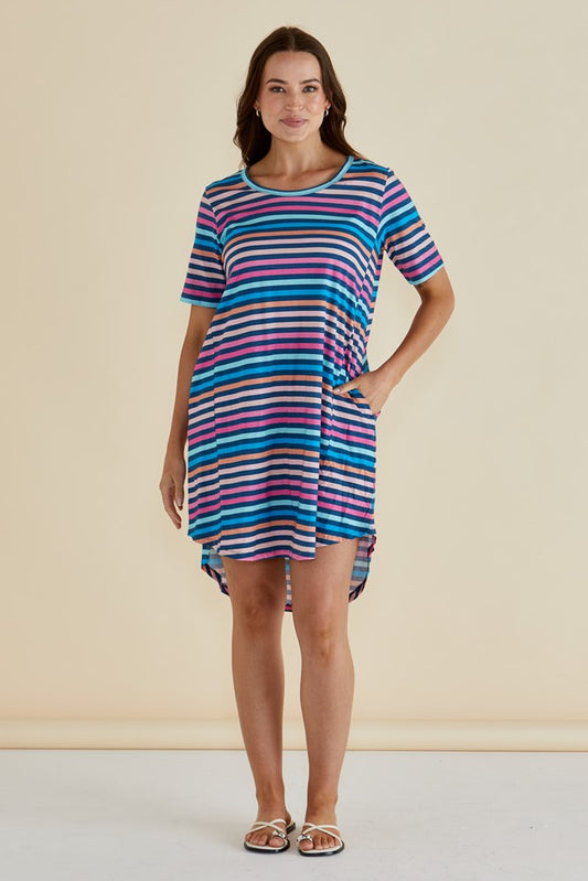 Image of Dresses. Productname: Betty Basics Nyree Dress Multi Stripe in Multi Stripe colour by brand - Betty Basics