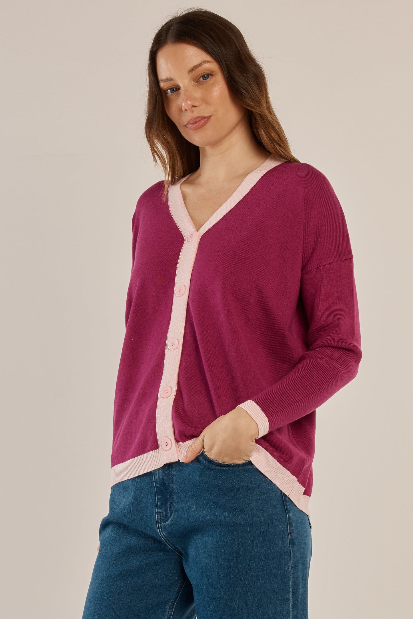 Betty Basics Hampton Cardigan (Pink)