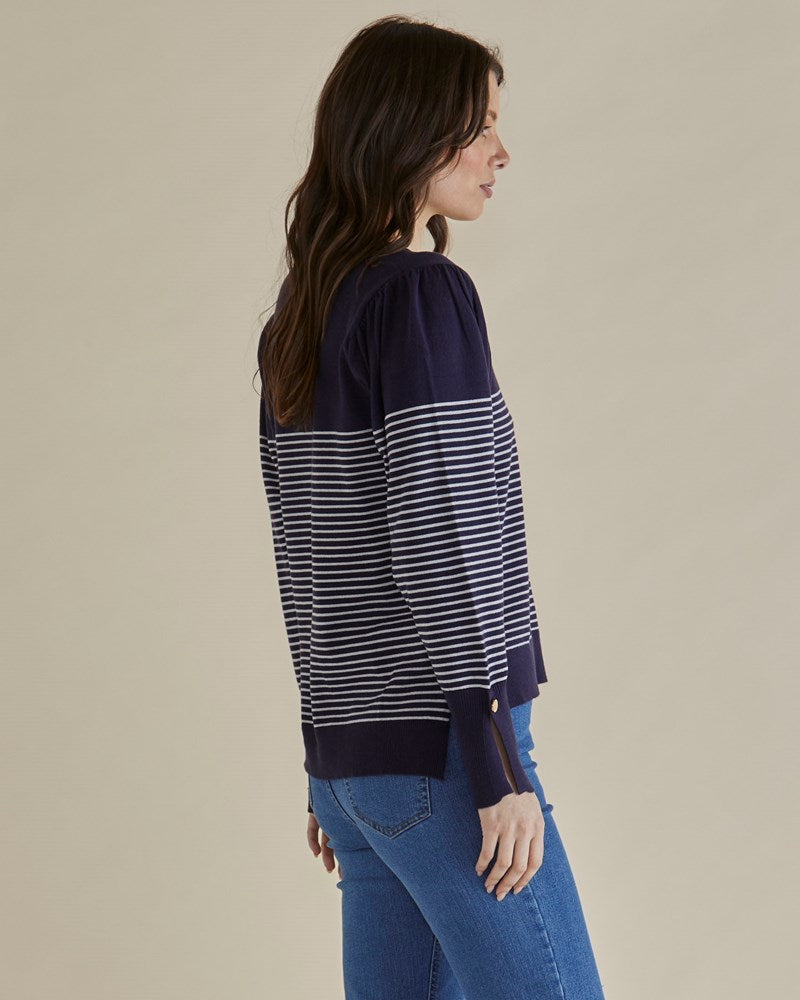 Betty Basics Colette Sweater (Dark Blue & Cream Stripe)