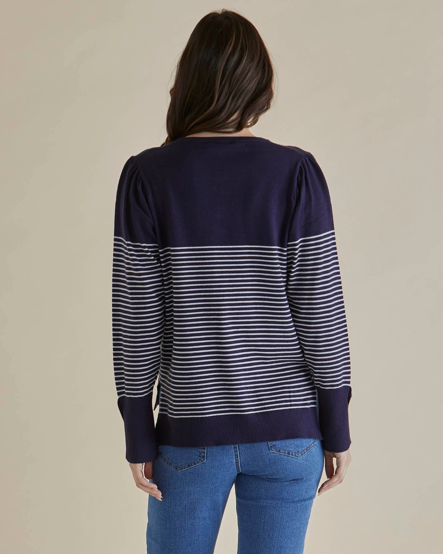 Betty Basics Colette Sweater (Dark Blue & Cream Stripe)