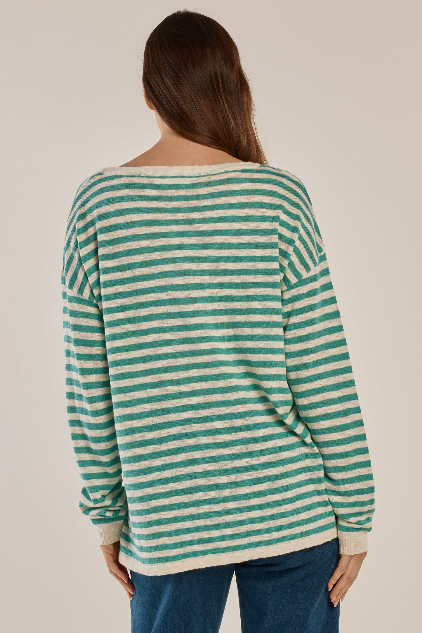 Betty Basics Natasha Knit Top (Lime Stripe)