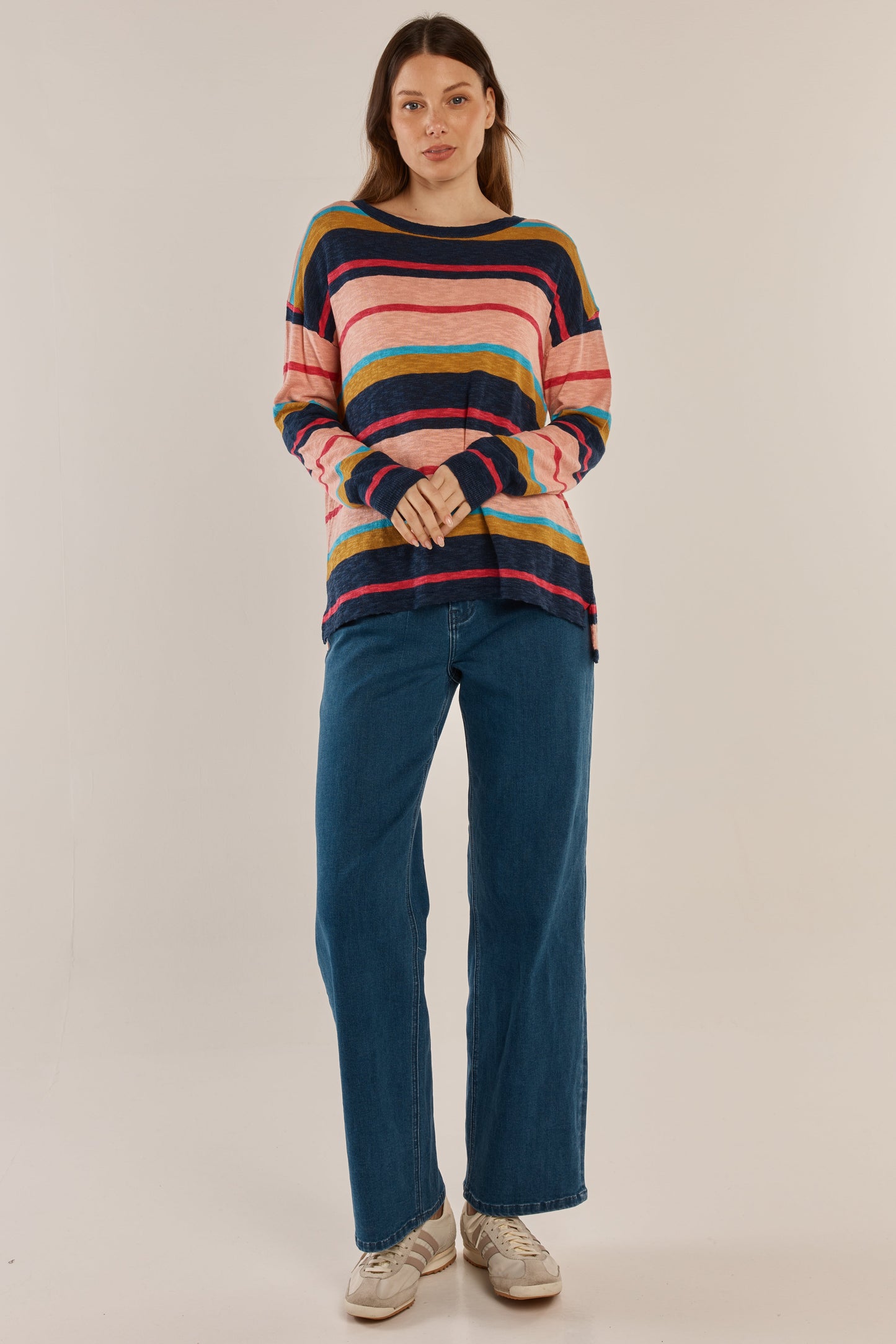 Betty Basics Natasha Knit Top (Multi Stripe)