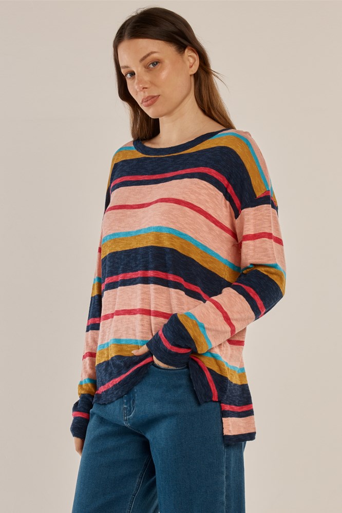 Betty Basics Natasha Knit Top (Multi Stripe)