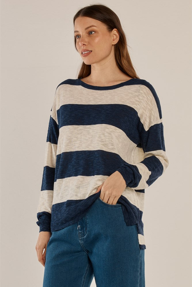 Betty Basics Natasha Knit Top (Ocean Stripe)