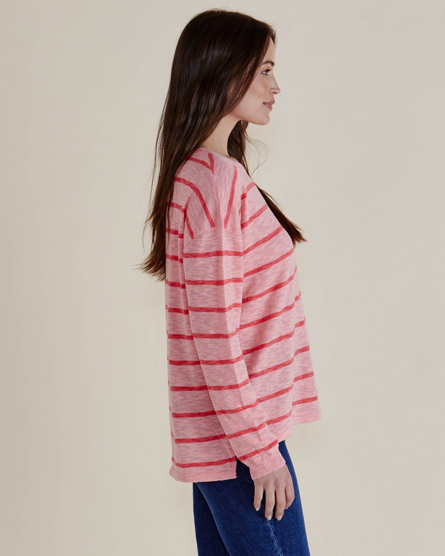 Betty Basics Natasha Knit Top (Pink Stripe)