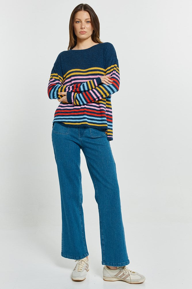 Betty Basics Natasha Knit Top (Rainbow Stripe)