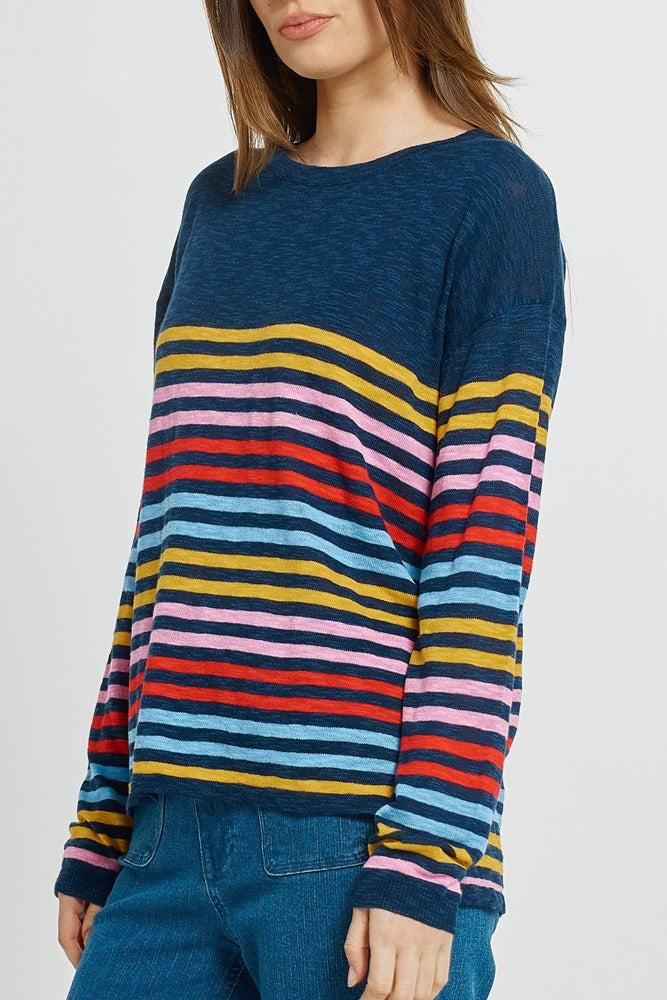 Betty Basics Natasha Knit Top (Rainbow Stripe)