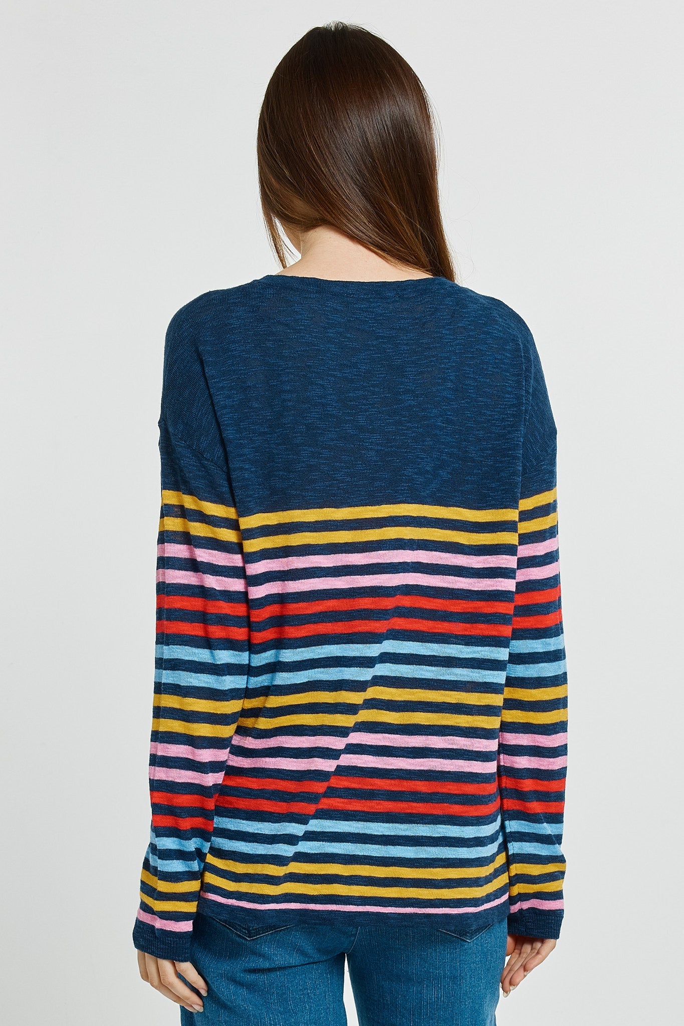 Betty Basics Natasha Knit Top (Rainbow Stripe)