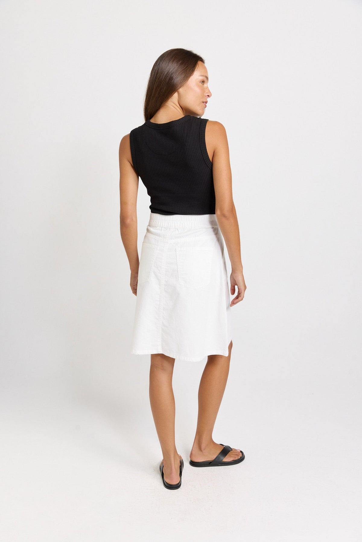Betty Basics Aida A-Line Denim Skirt (White)