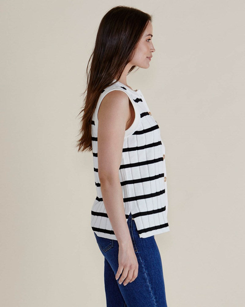 Betty Basics Nicollete Knit Vest (Black Stripe)
