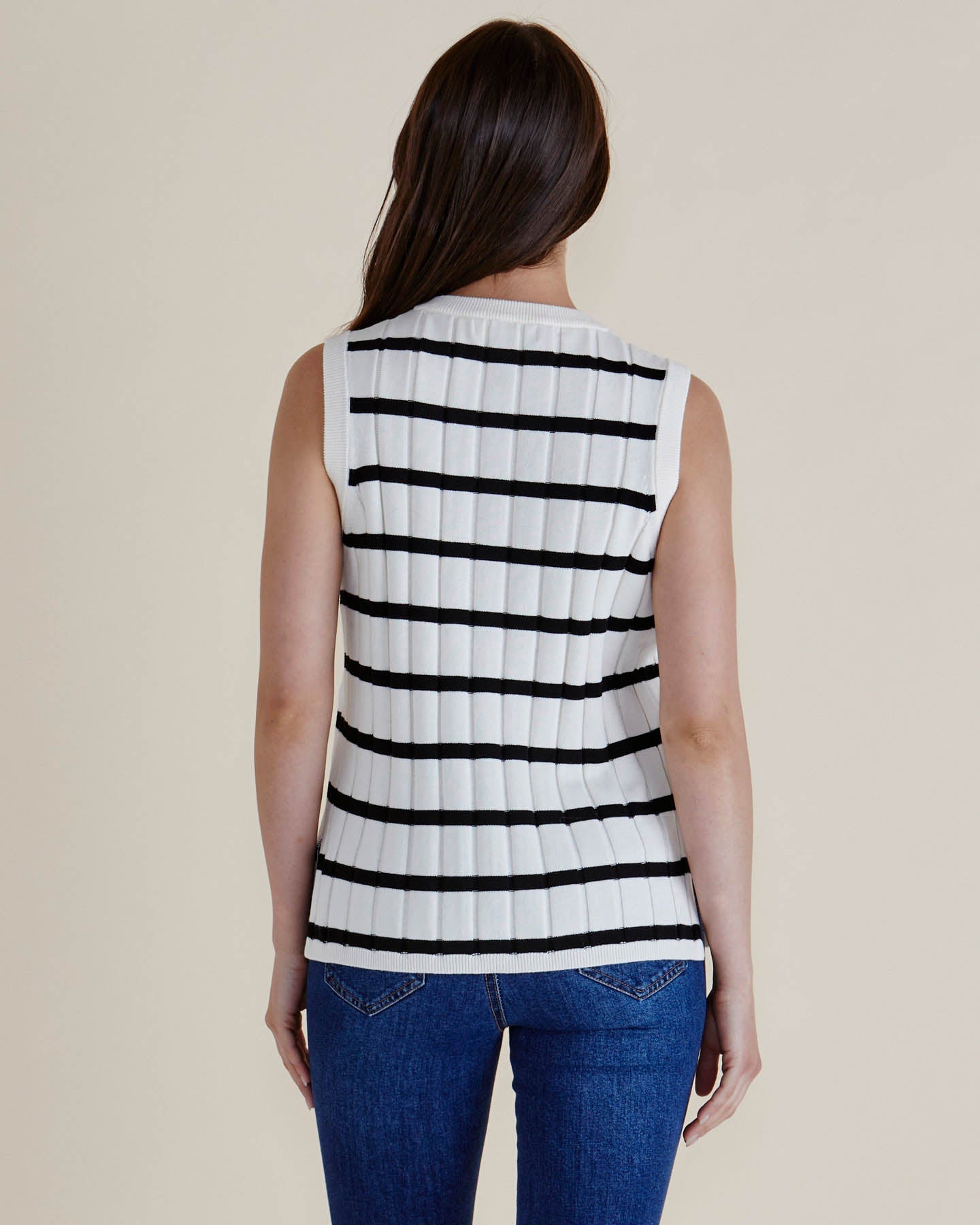 Betty Basics Nicollete Knit Vest (Black Stripe)