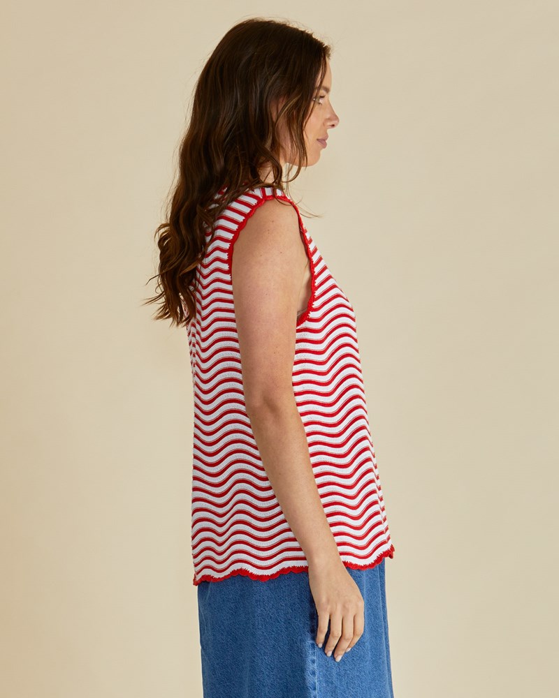Betty Basics Aviva Tank (Red/White Stripe)