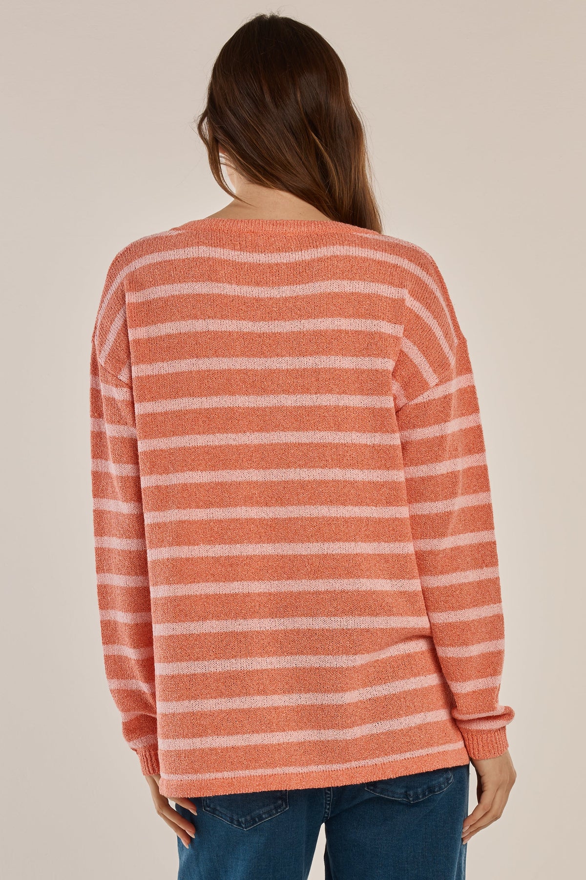 Betty Basics Bradford Knit Top (Coral/Pink Stripe)