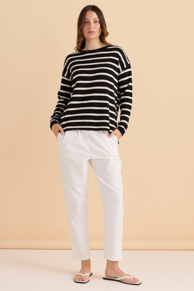 Betty Basics Bradford Knit Top (Cream/Black)