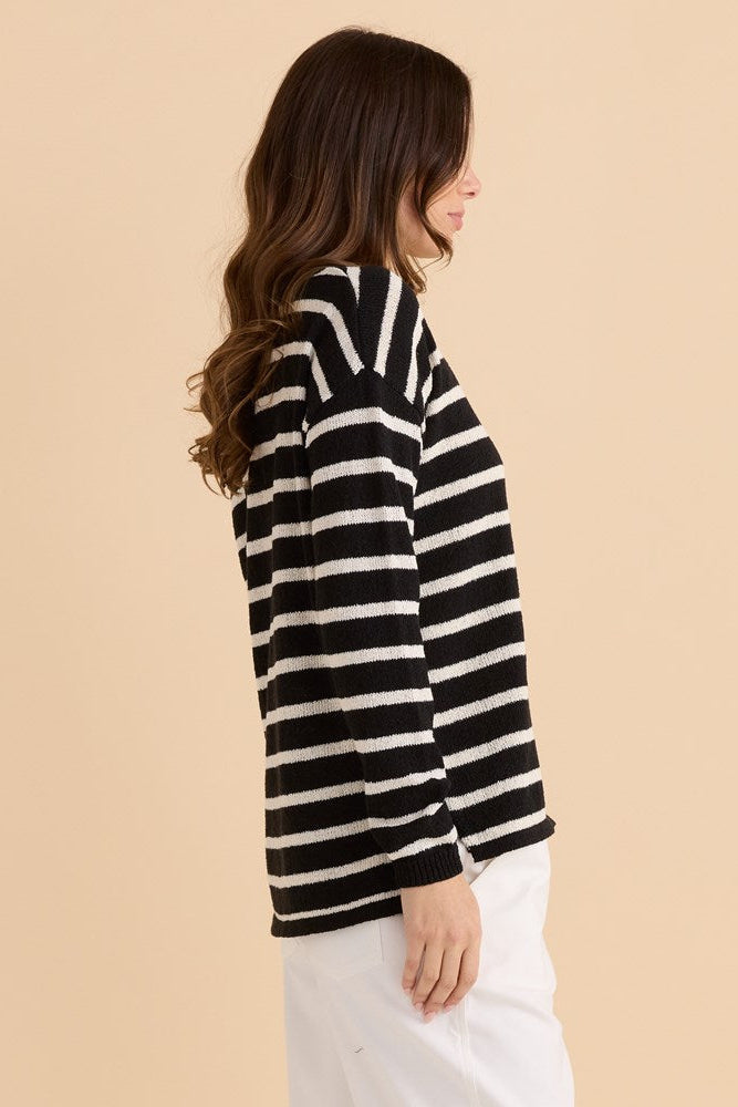 Betty Basics Bradford Knit Top (Cream/Black)