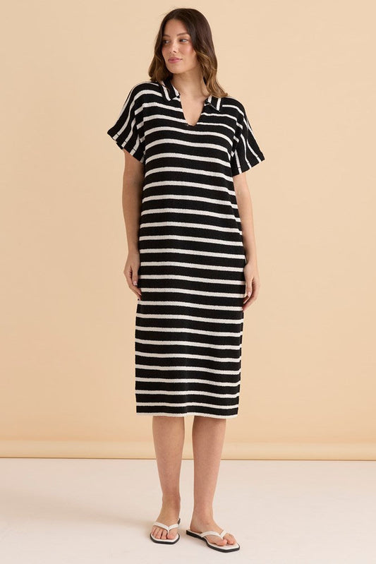 Image of Dresses. Productname: Betty Basics Bradford Knit Polo Dress Cream/Black in Cream/Black colour by brand - Betty Basics