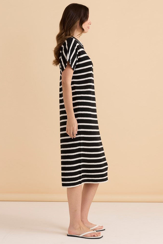 Betty Basics Bradford Knit Polo Dress (Cream/Black)