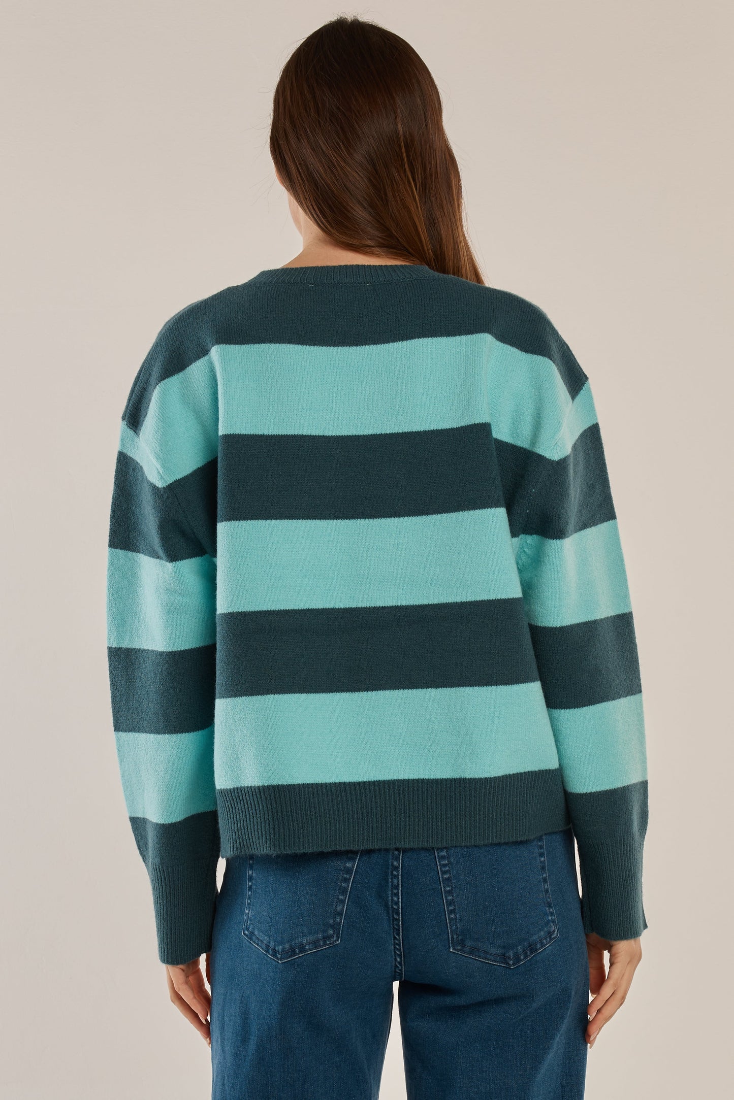 Betty Basics Leonie Knit Sweater (Teal Green/Blue Stripe)