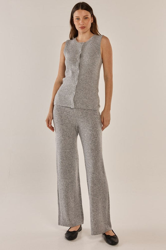 Image of a model wearing Pants. Productname: Betty Basics Nash Knit Pant Grey Marle in Grey Marle colour by brand - Betty Basics