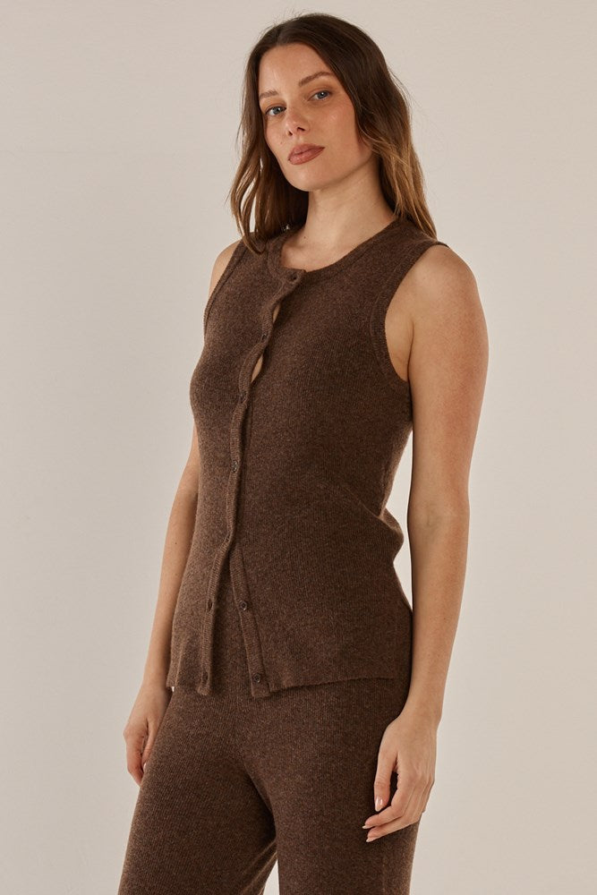 Betty Basics Shona Knit Vest (Espresso)