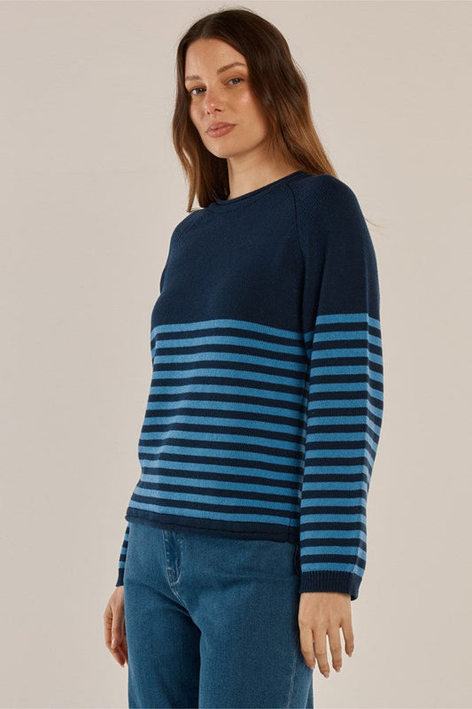 Betty Basics Carrie Knit Jumper (Blue Stripe)