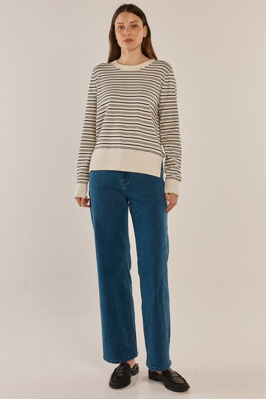 Betty Basics Louis Sweater (Cream/Black Stripe)