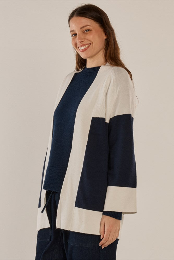 Betty Basics Chase Cardigan (Navy/Cream)