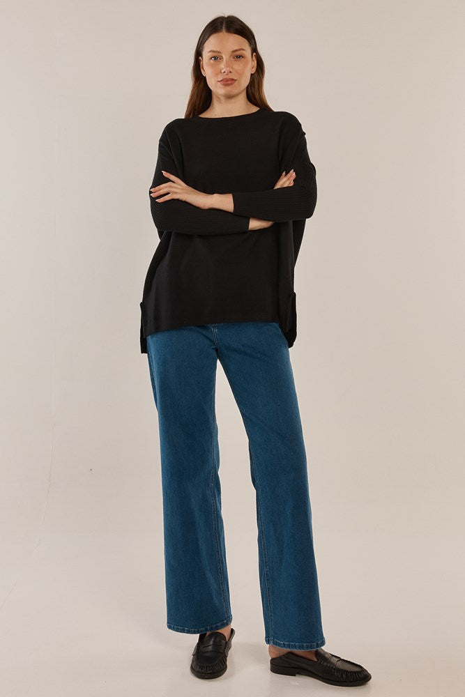 Betty Basics Blakely Batwing Sweater (Black)