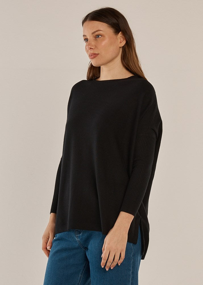 Betty Basics Blakely Batwing Sweater (Black)