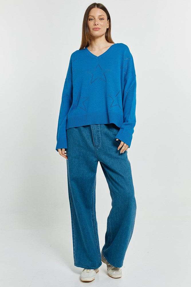 Betty Basics Selene Star Sweater (Blue)