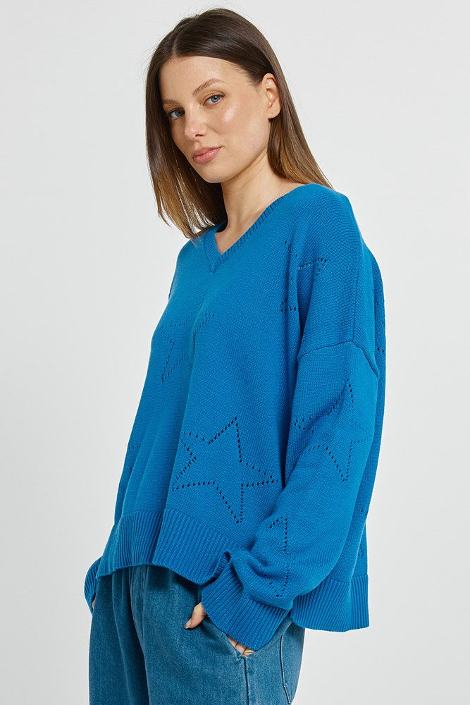 Betty Basics Selene Star Sweater (Blue)